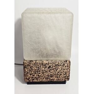 Mid-Century Modern Frosted Cracked Ice-Cube Cube Light With Cork Base, C1960s